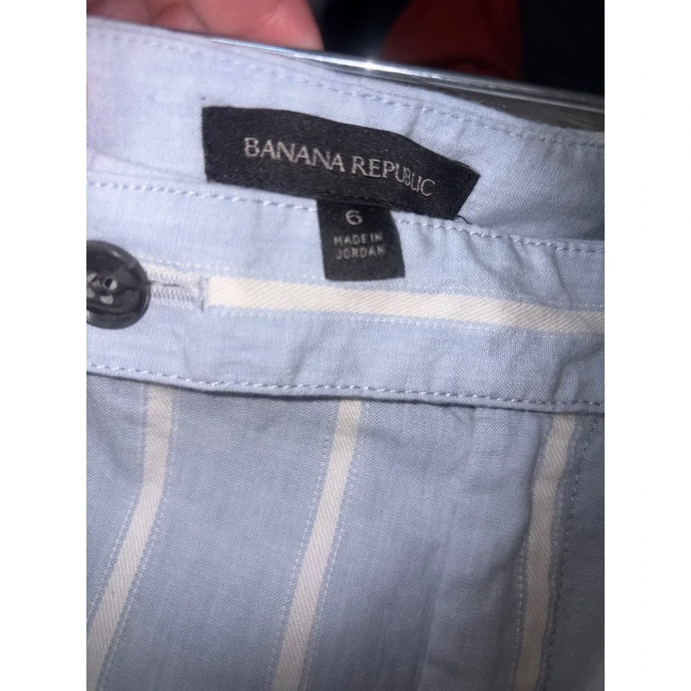 Banana Republic Avery Pants Blue White Striped Linen Cotton Blend Size 6
